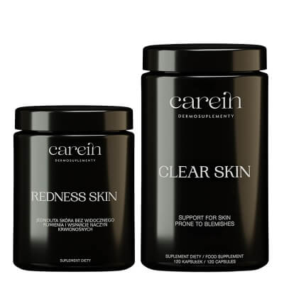Carein Clear Skin + Redness Skin ZESTAW Suplement diety 120 kaps + 60 kaps
