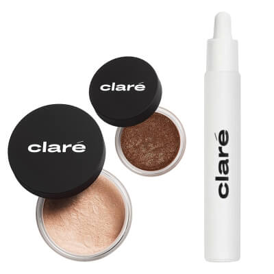Clare Matcha Latte + Btx + Brightening and Anti Aging 20 % Vitamin C Serum ZESTAW Cień do powiek (kolor Matcha Latte 932) 1,3 g + Puder rozświetlający (kolor Btx 32) 2,5 g + Serum z wit. C 10 ml