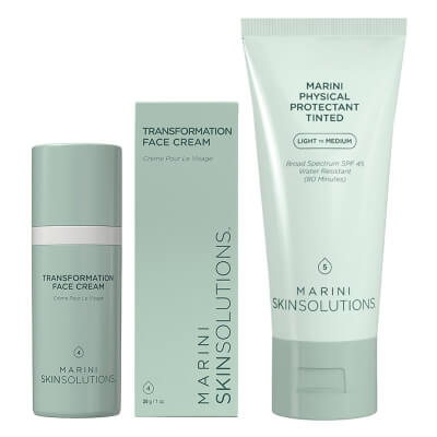 Marini SkinSolutions Pozabiegowa Pielęgnacja Nawilżająca ZESTAW Krem ochronny koloryzujący (kolor średni) 57 g + Nawilżający krem do twarzy 28 g