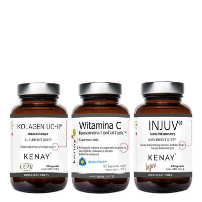 Kenay Kolagen UC-II + Witamina C + Injuv ZESTAW Kolagen 60 kapsułek + Witamina C 60 kapsułek + Kwas hialuronowy 60 kapsułek