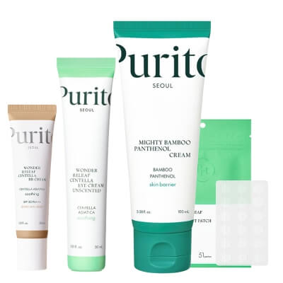 Purito Seoul Favorite Set ZESTAW Krem BB 30 ml + Plastry do stosowania punktowo 51 szt + Krem pod oczy 30 ml + Regenerujący krem 100 ml