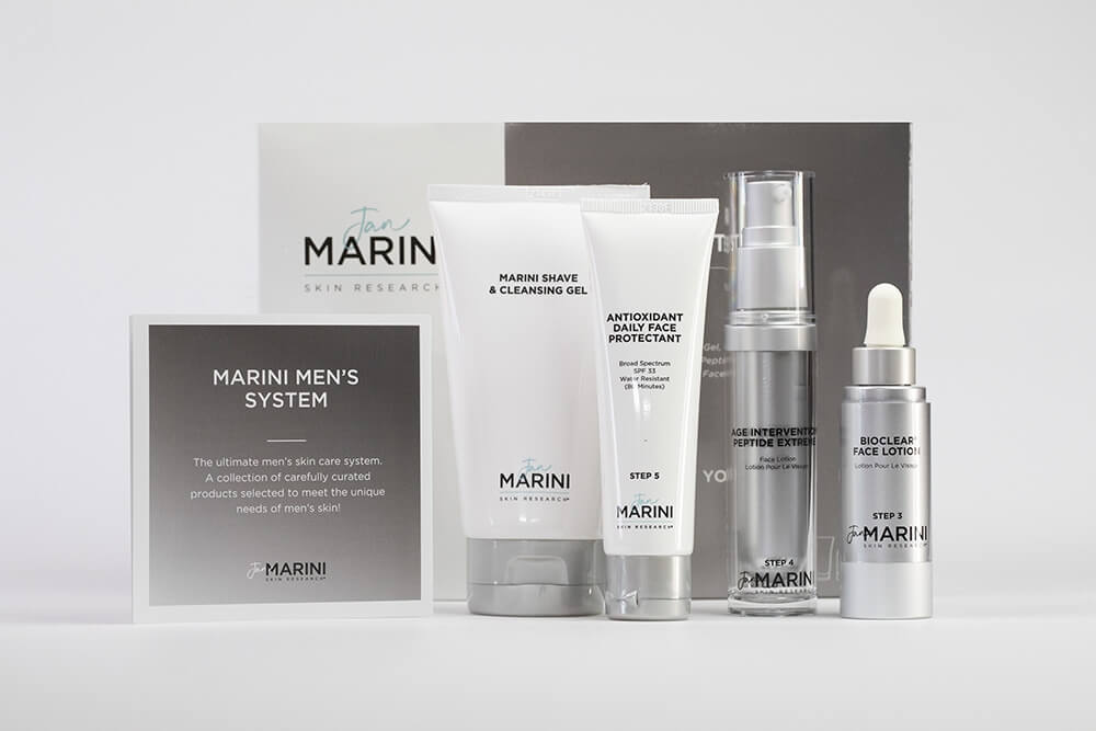 Marini SkinSolutions Men's System™ ZESTAW dla mężczyzn. Żel 178 ml + Lotion 30 ml + Lotion 30 ml + Krem SPF30 57 g