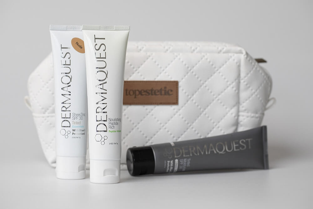 Dermaquest Sheer Zinc Tinted Broad Spectrum SPF 30 Terapeutyczny krem BB z cynkiem - odcień Nude 57 mlDermaquest 3D Tinted Moisturizing Broad Spectrum SPF 30 Trójwymiarowy, ekskluzywny krem fotoprotekcyjny o pełnym spektrum ochrony 57 gDermaquest Nourishing Peptide Rich Ujędrniająco-odżywczy krem peptydowy do twarzy i szyi 56,7 g