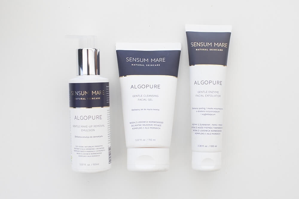 Sensum Mare AlgoPure Gentle Make-Up Removal Emulsion Delikatna emulsja do demakijażu 150 mlSensum Mare AlgoPure Gentle Cleansing Facial Gel Żel do mycia twarzy 150 mlSensum Mare AlgoPure Gentle Enzyme Facial Exfoliator Peeling enzymatyczny 100 ml