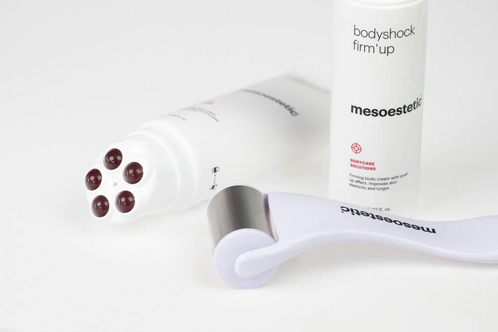 Mesoestetic Firm Up + Rolka do masażu ZESTAW Krem ujędrniający do ciała 150 ml + Zwiększa wchłanianie składników aktywnych 1 sztMesoestetic Celluxpert Krem - żel zapobiegający powstawaniu cellulitu 200 ml