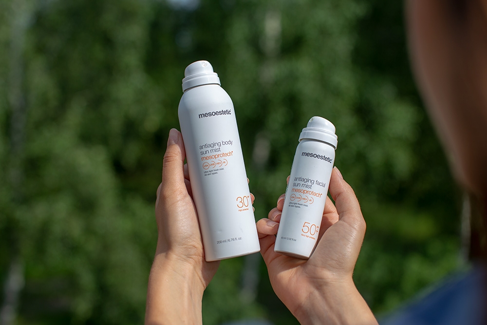 Mesoestetic Mesoprotech Antiaging Body Sun Mist SPF 30 Mgiełka do ciała 200 mlMesoestetic Mesoprotech Antiaging Facial Sun Mist SPF 50+ Mgiełka do twarzy 50 ml