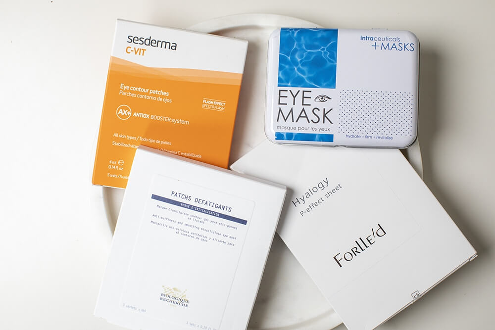 Sesderma C-VIT Eye Contour Patches Płatki pod oczy 5x4 mlBiologique Recherche Patchs Défatigants Płatki na okolice oczu 1 sztIntraceuticals Eye Mask Nawilżające i ujędrniające płatki pod oczy 6 szt.Forlled Hyalogy P - Effect Sheet Natychmiastowa maska odmładzająca na okolice oczu 8 szt.