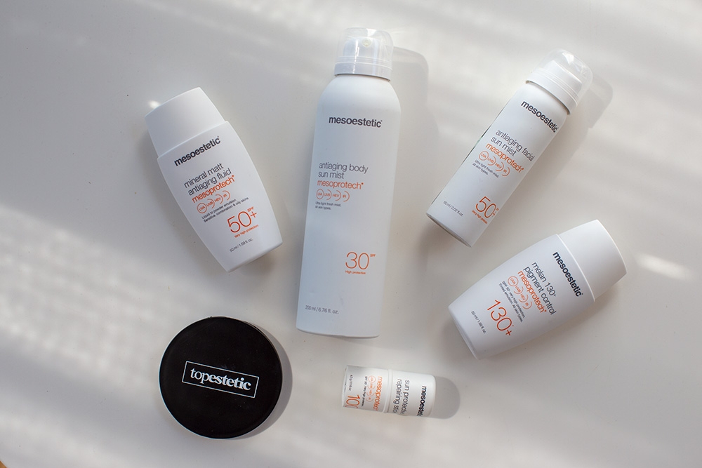 Mesoestetic Mesoprotech Mineral Fluid SPF 50 Mineralny fluid SPF50 50 mlMesoestetic Mesoprotech Antiaging Body Sun Mist SPF 30 Mgiełka do ciała 200 mlMesoestetic Mesoprotech Antiaging Facial Sun Mist SPF 50+ Mgiełka do twarzy 50 mlMesoestetic Mesoprotech Melan 130 SPF 50+ Fluid koloryzujący 50 mlMesoestetic Mesoprotech Sun Protective Repairing Stick SPF 50+ Ochronny sztyft przeciwsłoneczny 4,5 g
