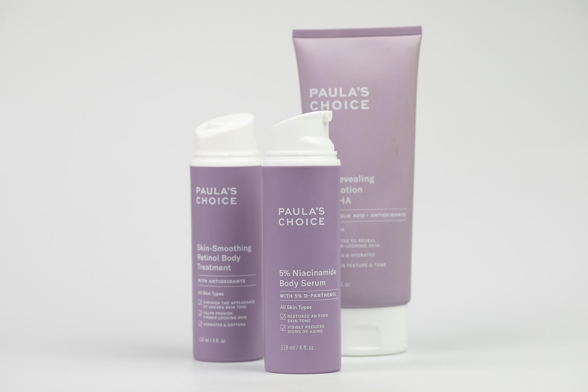 Paulas Choice 5% Niacinamide Body Serum Serum do ciała z 5% niacynamidem 118 mlPaulas Choice Resist Skin Revealing Body Lotion 10% AHA Balsam intensywnie wygładzający do ciała 210 mlPaulas Choice Resist Retinol Skin Body Treatment Balsam wygładzający do ciała z retinolem 118 ml