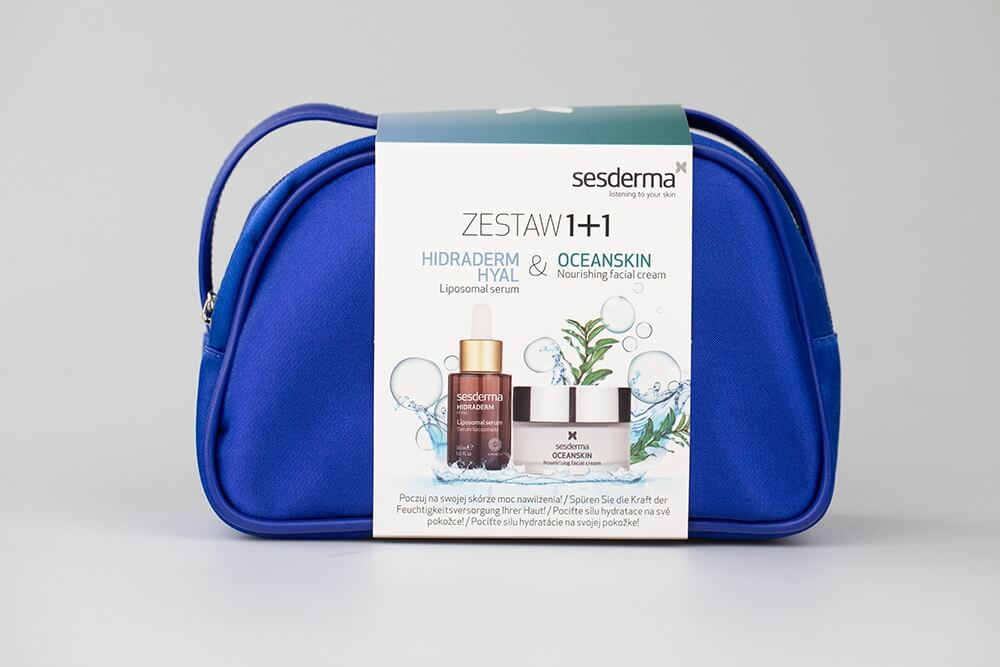 Sesderma Hidraderm Hyal Liposomal Serum + Oceanskin Nourishing Facial Cream ZESTAW Serum 30 ml + Krem odżywczy 50 ml + + Kosmetyczka 1 szt