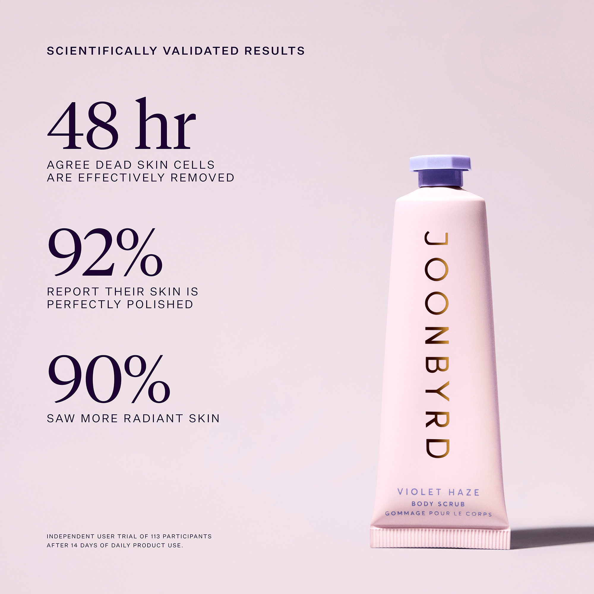 Joonbyrd Violet Haze Body Scrub Peeling do ciała o nutach zapachowych wanilii, piżma, białej lilii, kremowej czekolady i kardamonu 30 ml