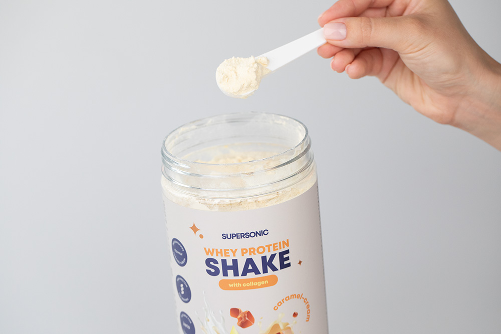Supersonic Whey Protein Shake with Collagen Koktajl proteinowy z kolagenem o smaku karmelowo-śmietankowym 560 g