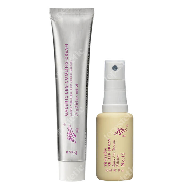 Alba1913 Tension Relief Spray + Galenic Leg Cooling Cream ZESTAW Spray łagodzący przeciążenia 30 ml + Galeniczny chłodzący krem do przemęczonych nóg 75 g