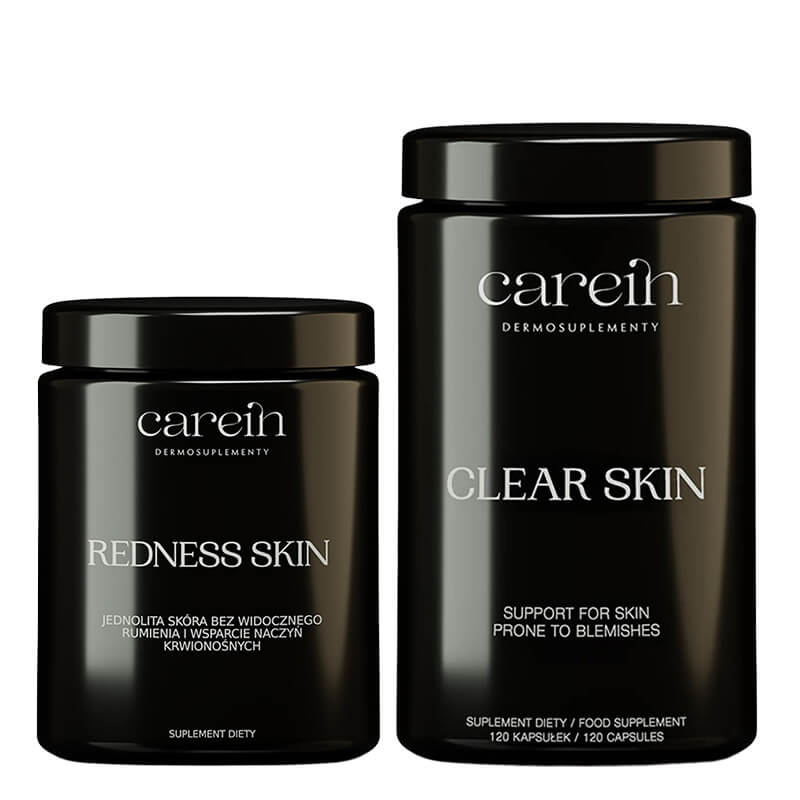 Carein Clear Skin + Redness Skin ZESTAW Suplement diety 120 kaps + 60 kaps