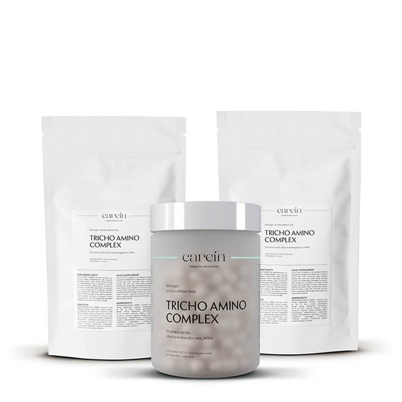 Carein Tricho Amino Complex 90 Days ZESTAW Wzmocnienie cienkich, łamliwych włosów 120 kapsułek + Uzupełnienie 120 kapsułek x 2