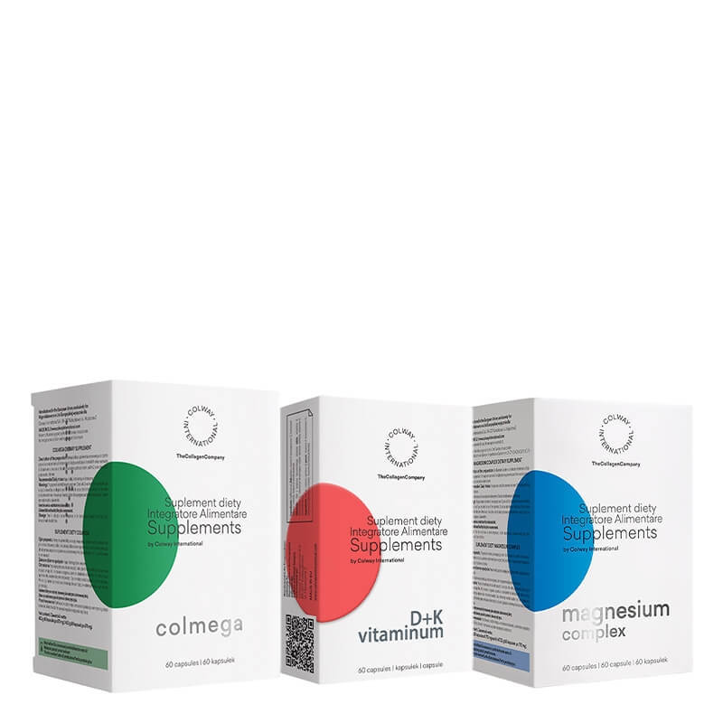 Colway International Balance Set ZESTAW Kompozycja trzech form magnezu 60 szt. + Kwasy omega o idealnej czystości 60 szt + Witamina D+K 60 szt