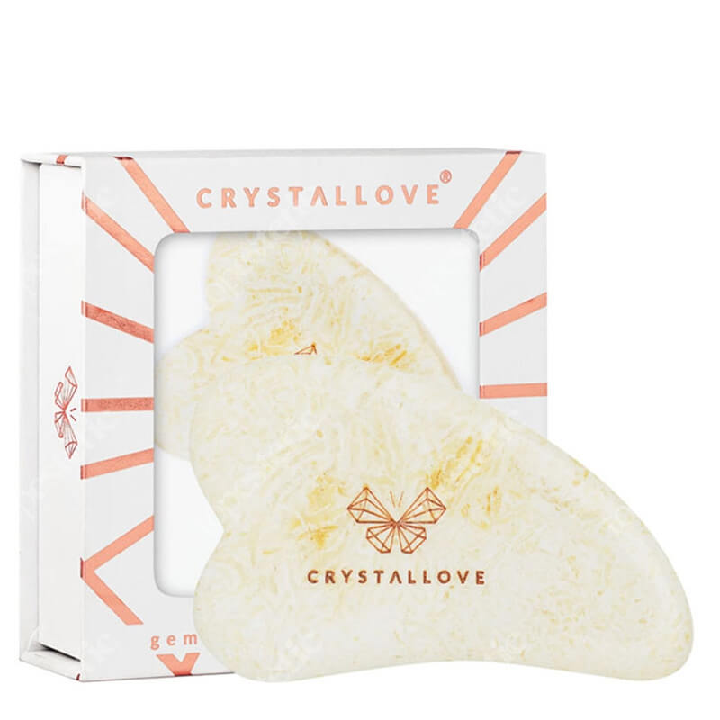 Crystallove Płytka do Masażu Twarzy Gua Sha z Bursztynu Mlecznego Oczyszcza z toksyn, poprawia krążenie 1 szt.