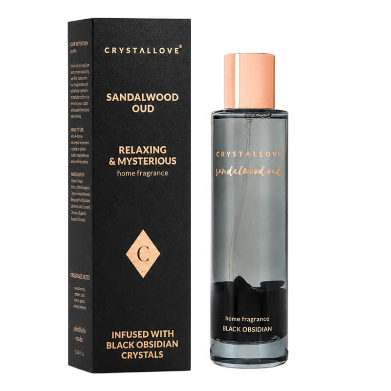 Crystallove Sandalwood Oud and Black Obsidian Home Fragrance Mgiełka zapachowa do wnętrz 100 ml