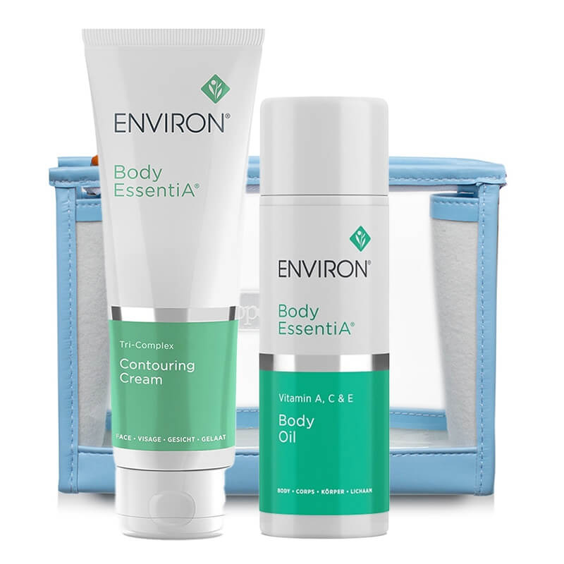 Environ Body Conturing Cream + Vitamin A, C &amp; E Body Oil ZESTAW Krem modelujący 125 ml + Olejek odżywczy 100 ml + Kosmetyczka 1 szt