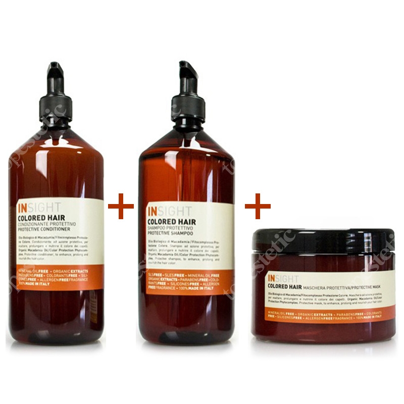 InSight Colored Hair Protective Mask + Colored Hair Protective Conditioner + Colored Shampoo Protective Shampoo ZESTAW Maska ochronna do włosów farbowanych 500 ml + Odżywka ochronna do włosów farbowanych 900 ml + Szampon ochronny do włosów farbowanych 9
