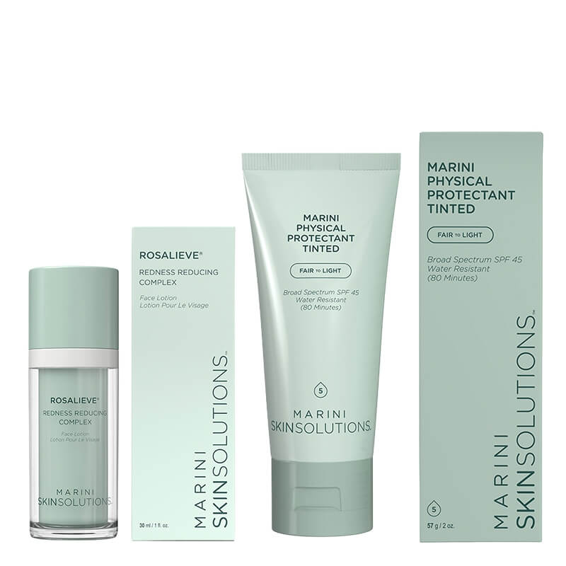 Marini SkinSolutions Codzienna Pielęgnacja Koloryzująca - Redukująca Przebarwienia ZESTAW Lotion redukujący zaczerwienienia 30 ml + Krem ochronny koloryzujący (kolor jasny) 57 g