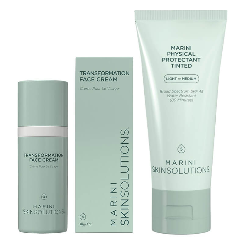 Marini SkinSolutions Pozabiegowa Pielęgnacja Nawilżająca ZESTAW Krem ochronny koloryzujący (kolor średni) 57 g + Nawilżający krem do twarzy 28 g