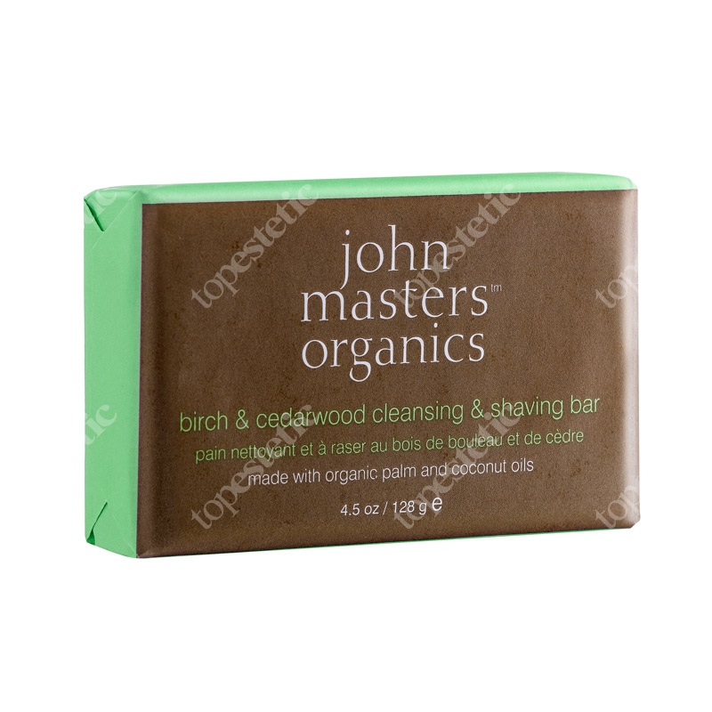 John Masters Organics Birch &amp; Cedarwood Cleansing &amp; Shaving Bar Mydło brzozowo - cedrowe 128 g