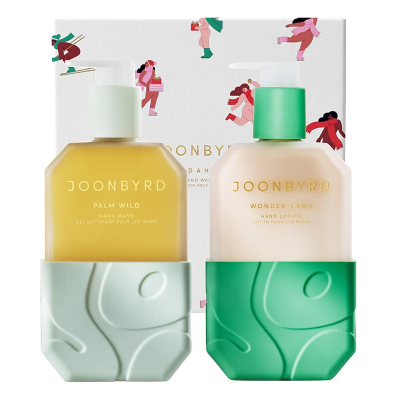 Joonbyrd Lend A Hand ZESTAW Płyn do mycia rąk o nutach zapachowych bursztynu, jaśminu, brązowego cukru i pomarańczy 300 ml + Balsam do rąk 300 ml