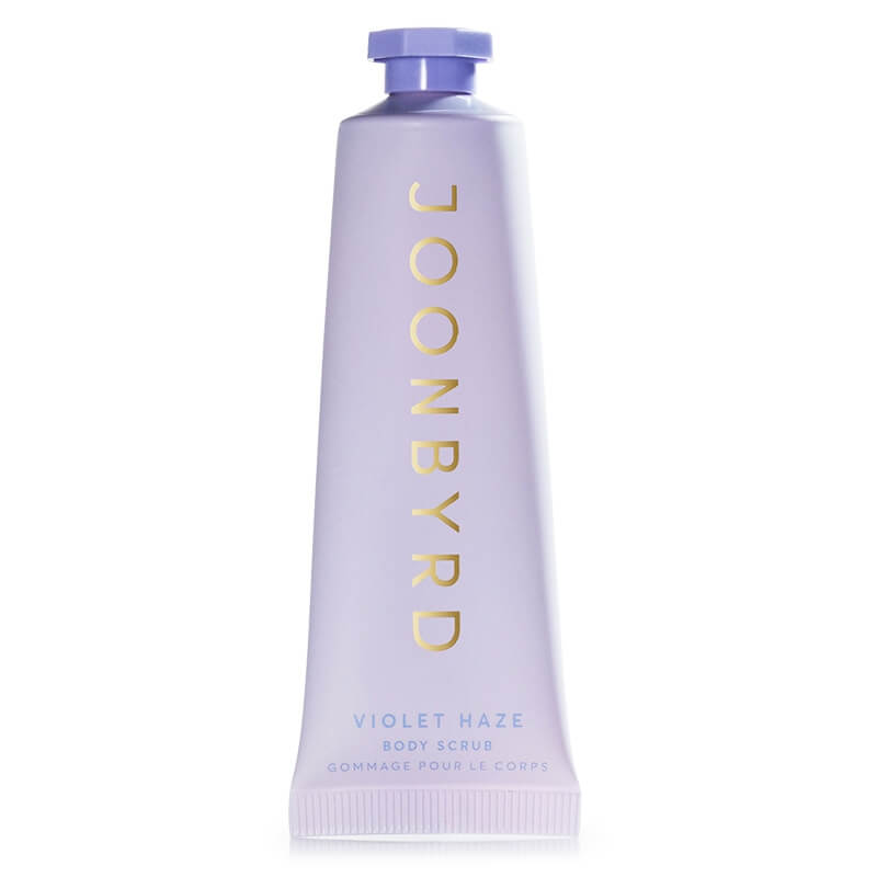 Joonbyrd Violet Haze Body Scrub Peeling do ciała o nutach zapachowych wanilii, piżma, białej lilii, kremowej czekolady i kardamonu 30 ml
