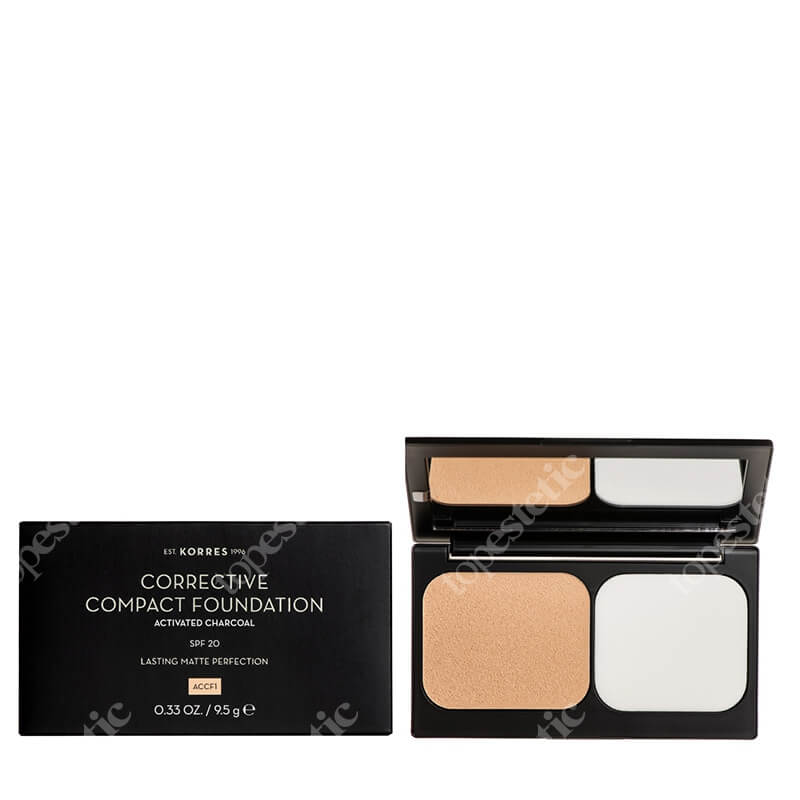 Korres Activated Charcoal Corrective Compact Foundation SPF 20 Podkład w kompakcie (kolor ACCF1) 9,5 g