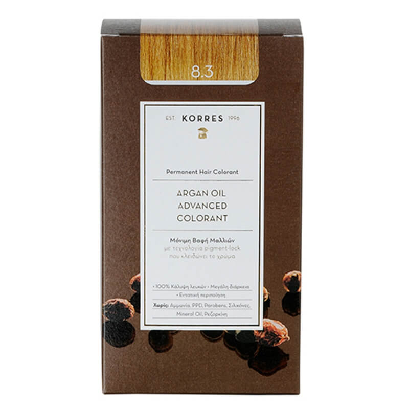 Korres Argan Oil Hair Colorant Farba do włosów (kolor 8.3 Golden Honey Light Blonde) 1 szt