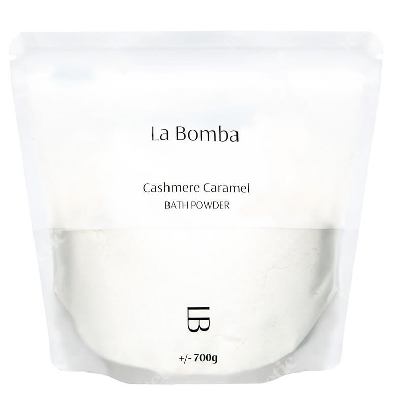 La Bomba Puder Cashmere Caramel Puder do kąpieli o zapachu zmysłowego kaszmiru i ciepłego karmelu 700 g