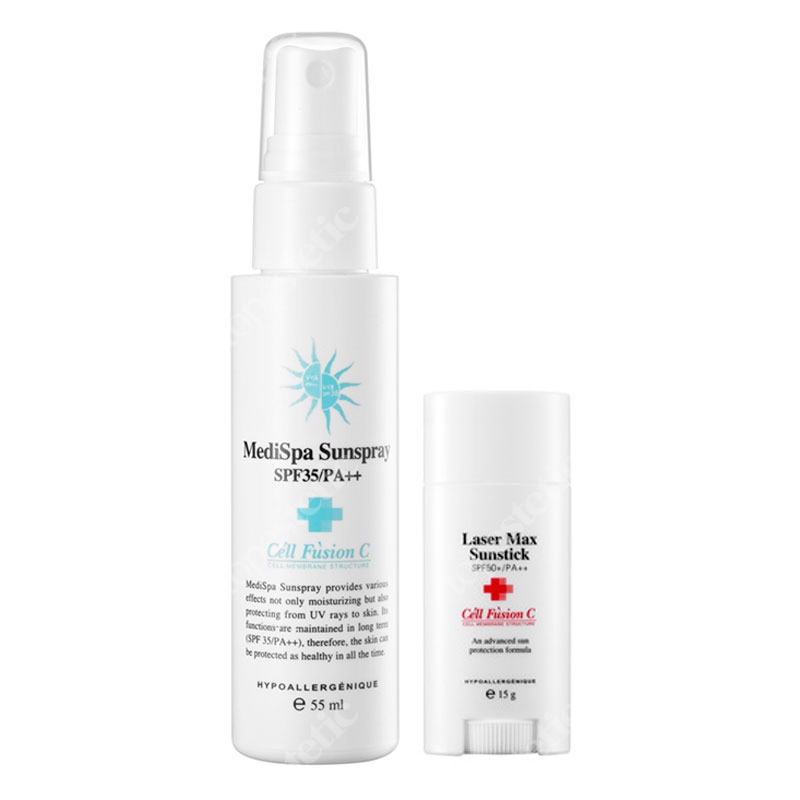 Cell Fusion C MediSpa Sunspray SPF35/PA +++, Laser Max Sunstick SPF 50+/PA++ ZESTAW Filtr + Sztyft ochronny 55 ml, 15 g