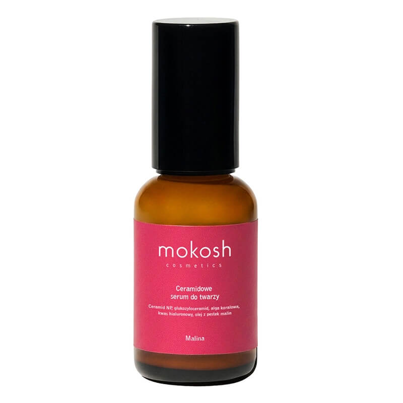Mokosh Ceramidowe serum do twarzy ,,Malina" Ceramid NP, glukozyloceramid, alga koralowa, kwas hialuronowy 30 ml