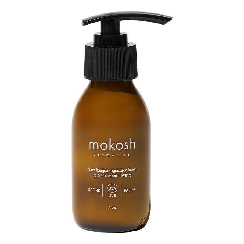 Mokosh Hydrating and Soothing Lotion for Body, Hand and Face SPF 30/PA+++ Nawilżająco-łagodzący lotion do ciała, dłoni i twarzy "Aloes" 90 ml
