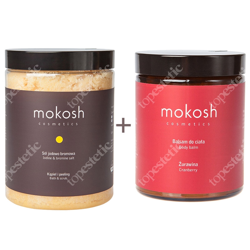 Mokosh Iodine &amp; Bromine Salt + Body Balm Cranberry ZESTAW Sól jodowo bromowa 1,2 kg + Balsam do ciała 180 ml
