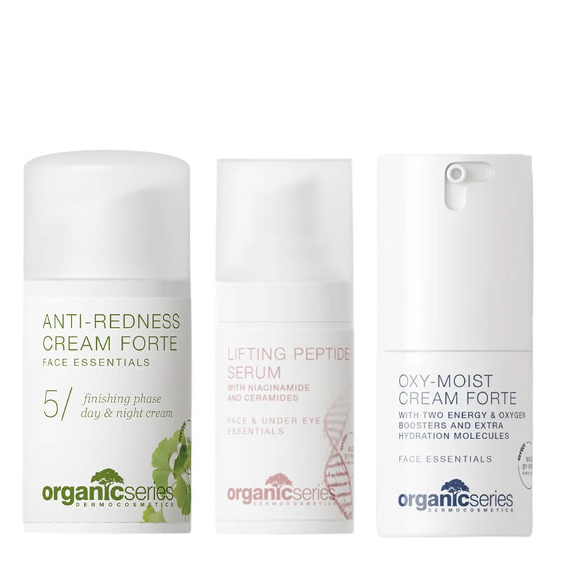 Organic Series Glow Recovery Set ZESTAW Krem do cery naczyniowej 15 ml + Krem forte dotleniająco-nawilżający 15 ml + Liftingujące serum peptydowe 15 ml