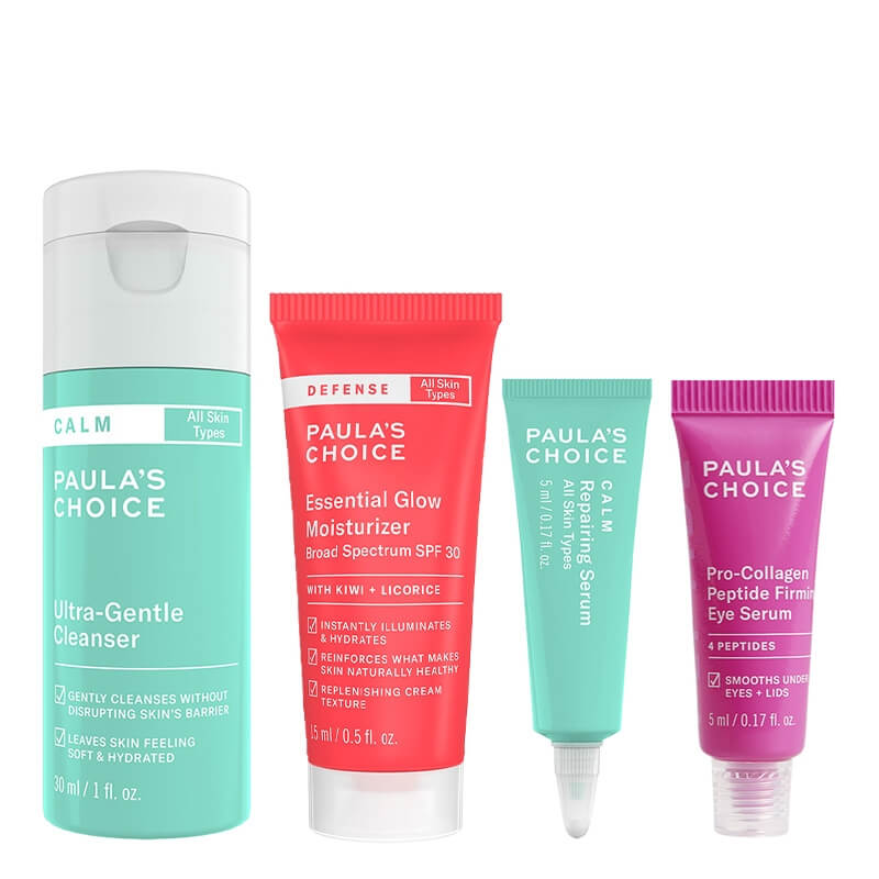 Paulas Choice Premium Trip Set ZESTAW Żel myjący 30 ml + Krem z ochroną SPF 30 15 ml + Serum naprawcze 5 ml + Serum pod oczy 5 ml