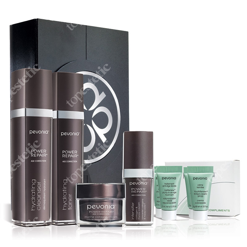 Pevonia Power Repair Caviar Set ZESTAW Mleczko 120 ml + Tonik 120 ml + Krem 30 ml + Wzmacniacz z kawiorem 30 ml + Próbki + Pudełko