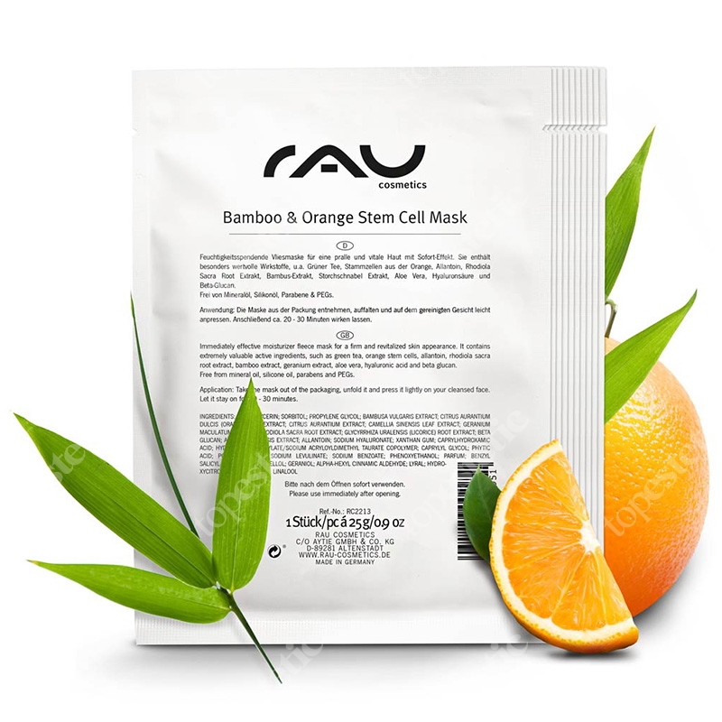 RAU Cosmetics Bamboo &amp; Orange Stem Cell Mask Nawilżająca maska w płacie 10x25 g