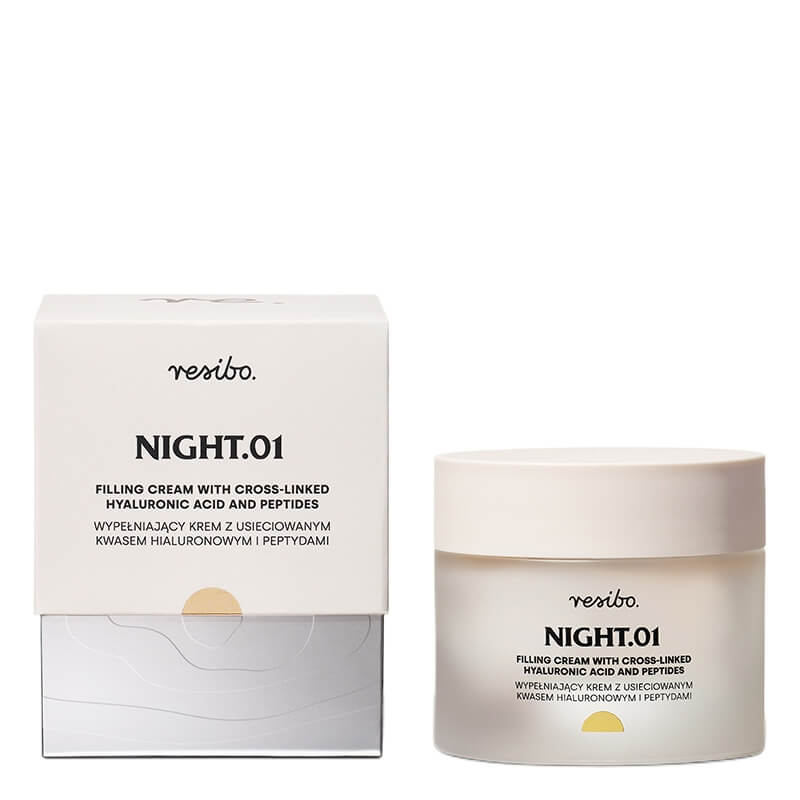 Resibo Night.01 Wypełniający krem z usieciowanym kwasem hialuronowym i peptydami na noc 50 ml