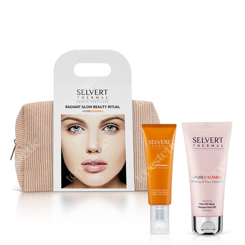 Selvert Thermal Radiant Glow Beauty Ritual ZESTAW Krem nawadniający 50 ml + Maska 100 ml + Kosmetyczka 1 szt