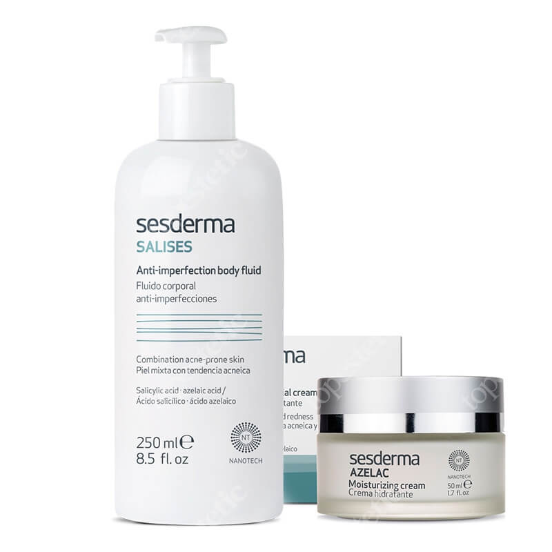 Sesderma Azelac + Salises Anti - Imperfection Body Fluid ZESTAW Krem nawilżający do twarzy 50 ml + Balsam do ciała przeciw niedoskonałościom 250 ml