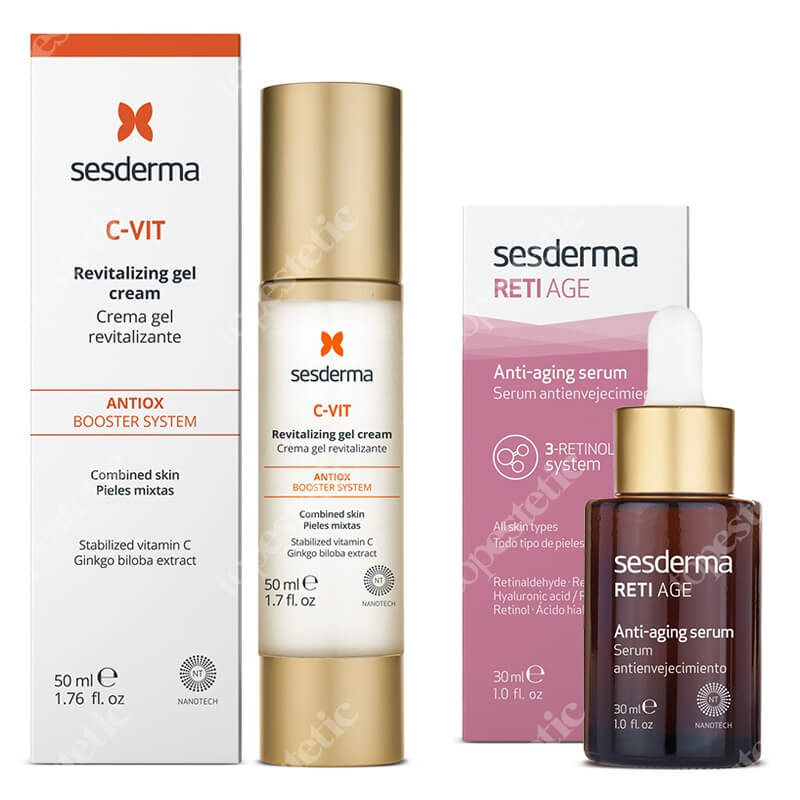 Sesderma C-VIT Revitalizing Gel Cream + Reti Age Serum ZESTAW Krem żel 50 ml + Serum przeciwzmarszczkowe 30 ml