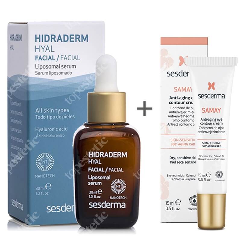 Sesderma Hidraderm Hyal Liposomal Serum + Samay Anti Aging Eye Contour Cream ZESTAW Serum 30 ml + Krem kontur oczu przeciwstarzeniowy 15 ml