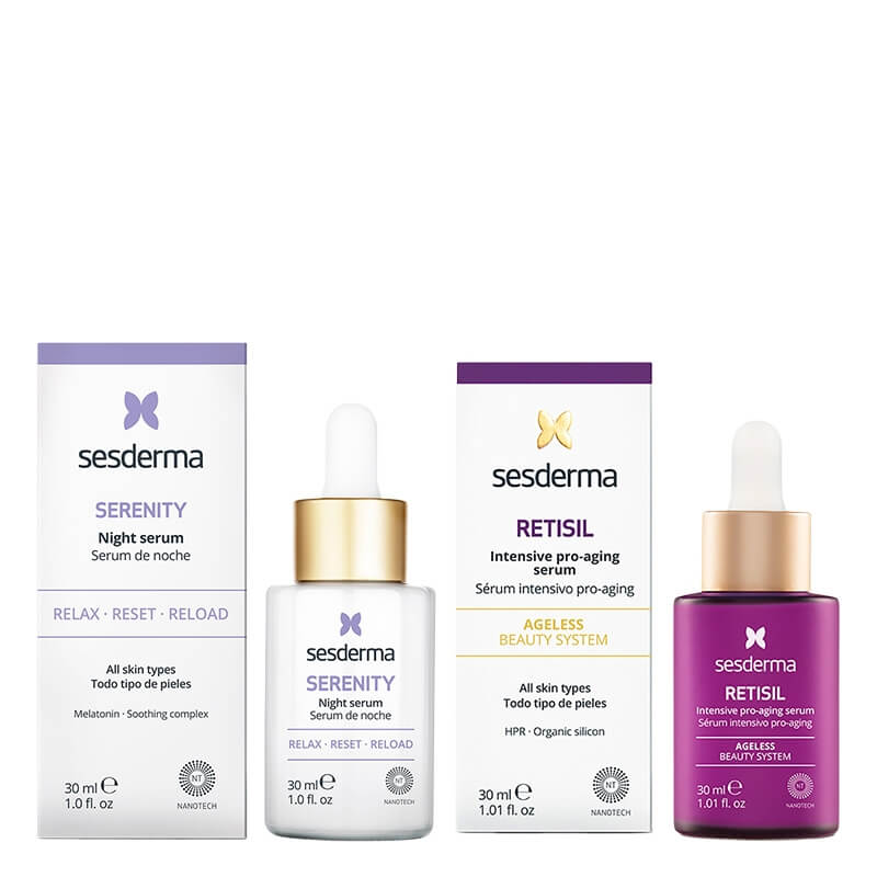 Sesderma Retisil Intensive Pro-Aging Serum + Serenity Night Serum ZESTAW Intensywne serum ujędrniające 30 ml + Serum liposomowe 30 ml
