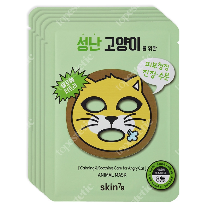 Skin79 Animal Mask - Calming&amp;Soothing Care For Angry Cat Maska kojąca w płacie 5x23 g