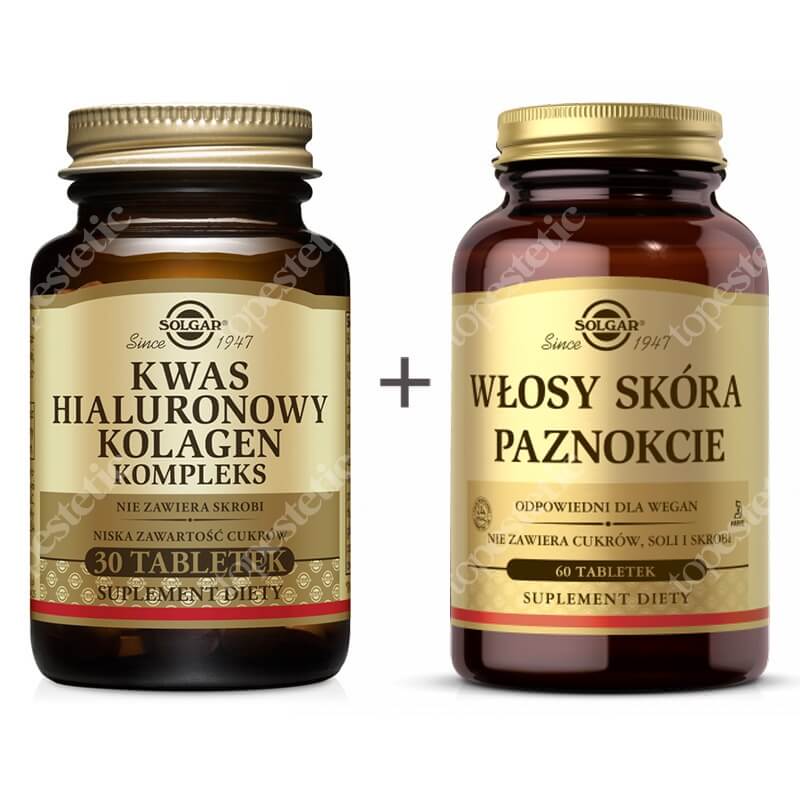 Solgar Wsparcie Regeneracji Skóry ZESTAW Formuła Włosy, Skóra, Paznokcie 60 tabl. + Kwas Hialuronowy 120 mg 30 tabl.