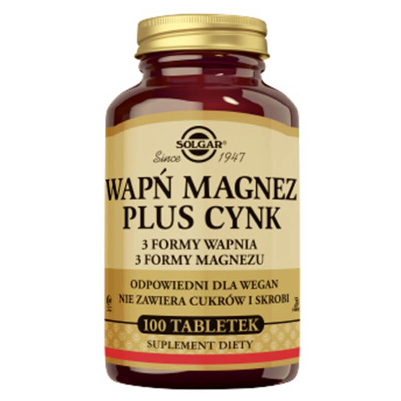 Solgar Wapń, Magnez, Cynk 100 tabletek