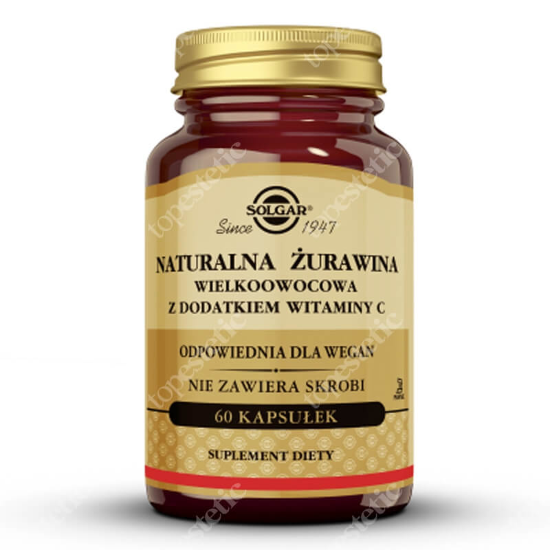 Solgar Naturalna Żurawina Wielkoowocowa Z dodatkiem witaminy C 60 kapsułek